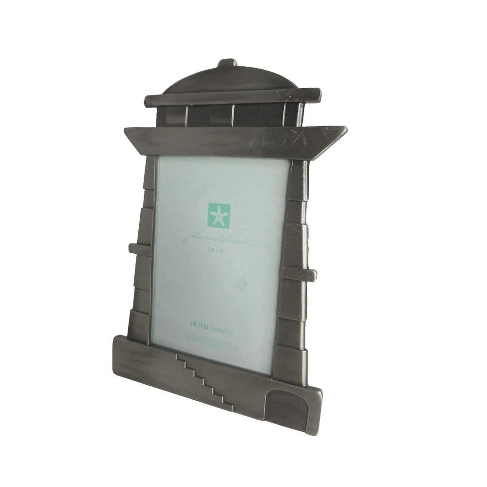 New Home Studio Shoreline Collection Lighthouse Photo Frame Silver Tone 3.5 X 5